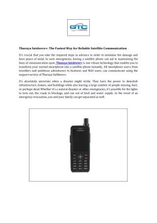 Thuraya Satsleeve : The Fastest Way for Reliable Satellite Communication