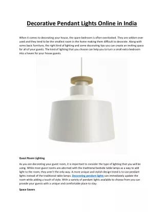Decorative Pendant Lights Online in IndiaDecorative Pendant Lights