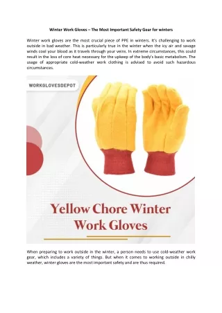 Winter Work Gloves – The Most Important Safety Gear for winters