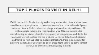 Top 5 Places to visit in Delhi