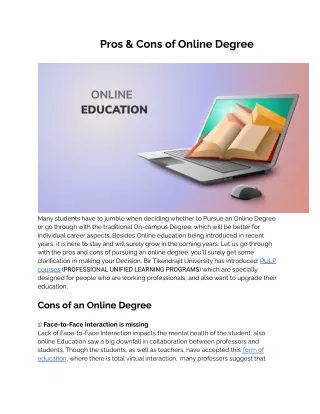 BTU Pros & Cons of Online degree(BLOG)