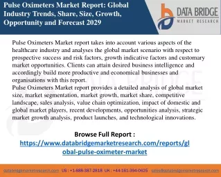 Pulse Oximeters Market