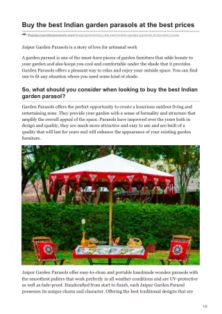 Buy the best Indian garden parasols at the best prices