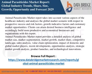 Animal Parasiticides Market