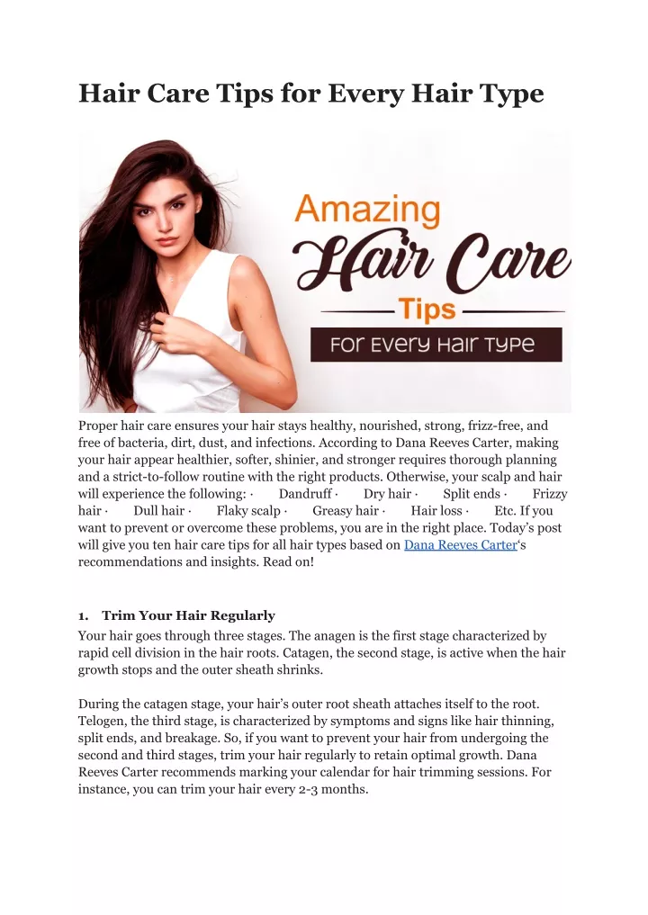 Ppt Hair Care Tips For Every Hair Type Powerpoint Presentation Free