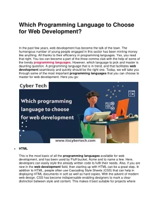 which programming language to choose