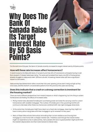 Why Does The Bank Of Canada Raise Its Target Interest Rate By 50 Basis Points