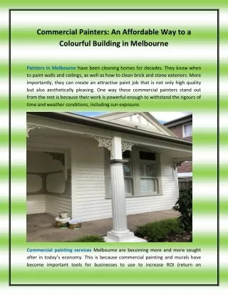 Commercial Painters An Affordable Way to a Colourful Building in Melbourne