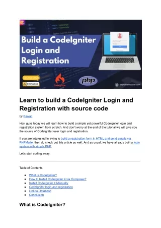 Learn to build a CodeIgniter Login and Registration with source code