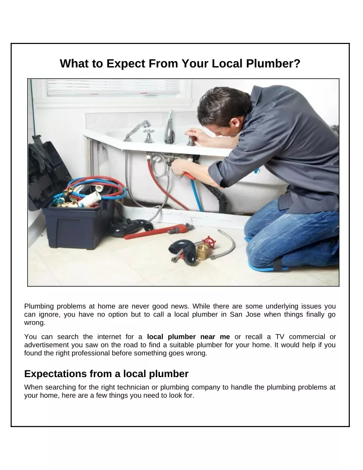 what to expect from your local plumber