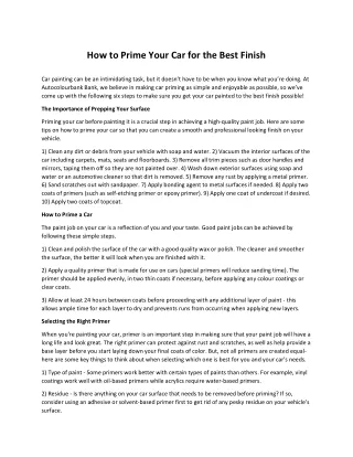 How to Prime Your Car for the Best Finish