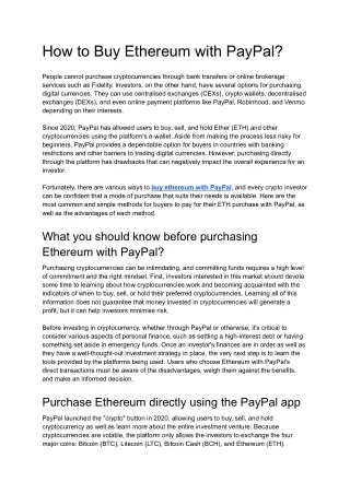 Buy Ethereum with PayPal Instantly- Times of Crypto