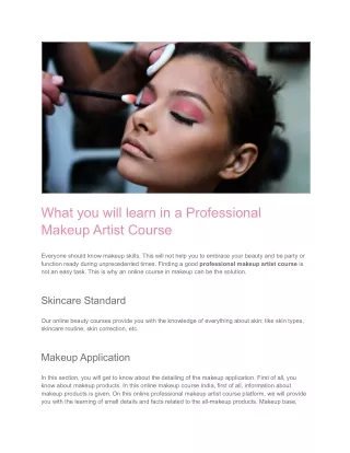 What you will learn in a Professional Makeup Artist Course (1)