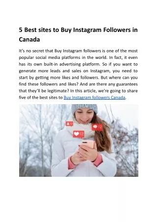 5 Best sites to Buy Instagram Followers in Canada