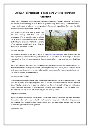 allow a professional to take care of tree pruning