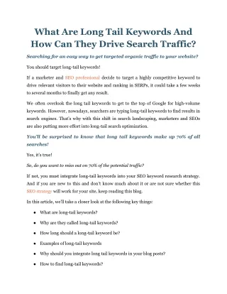 what are long tail keywords and how can they