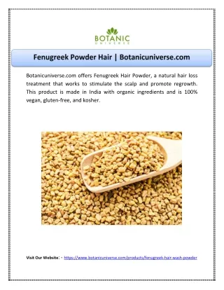Fenugreek Powder Hair | Botanicuniverse.com