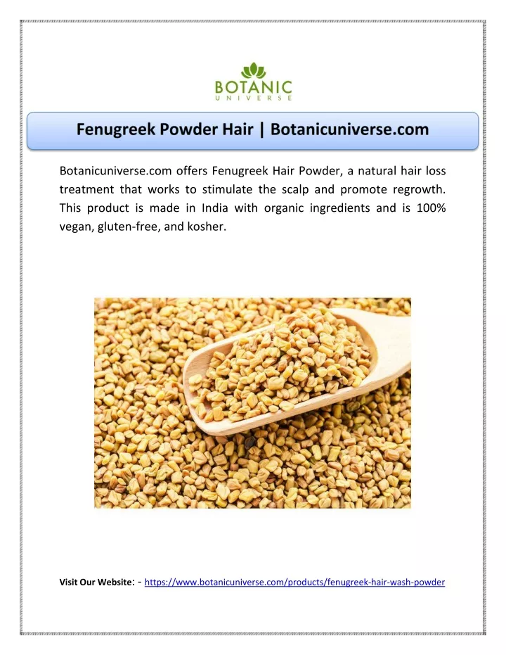 botanicuniverse com offers fenugreek hair powder