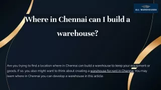 Where in Chennai can I build a warehouse_
