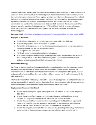 the digital pathology market report includes