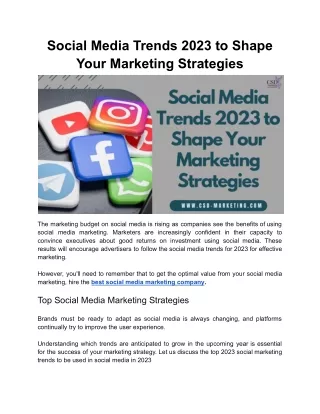 Social Media Trends 2023 to Shape Your Marketing Strategies