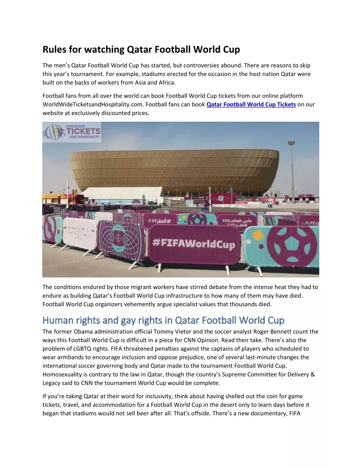 rules for watching qatar football world cup