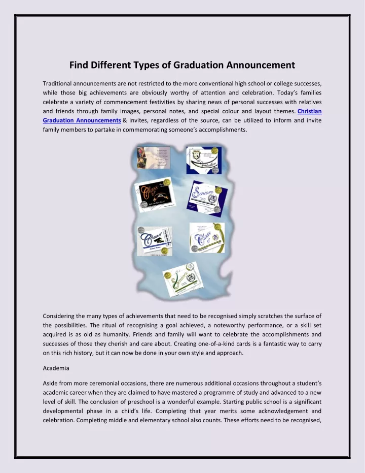 find different types of graduation announcement