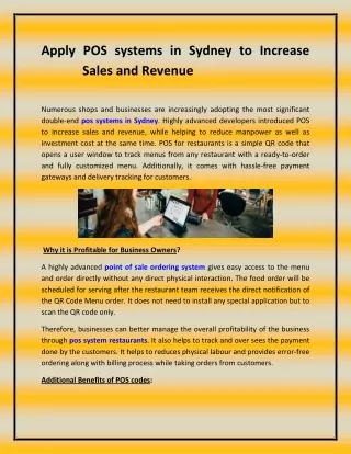 Apply POS systems in Sydney to Increase Sales and Revenue