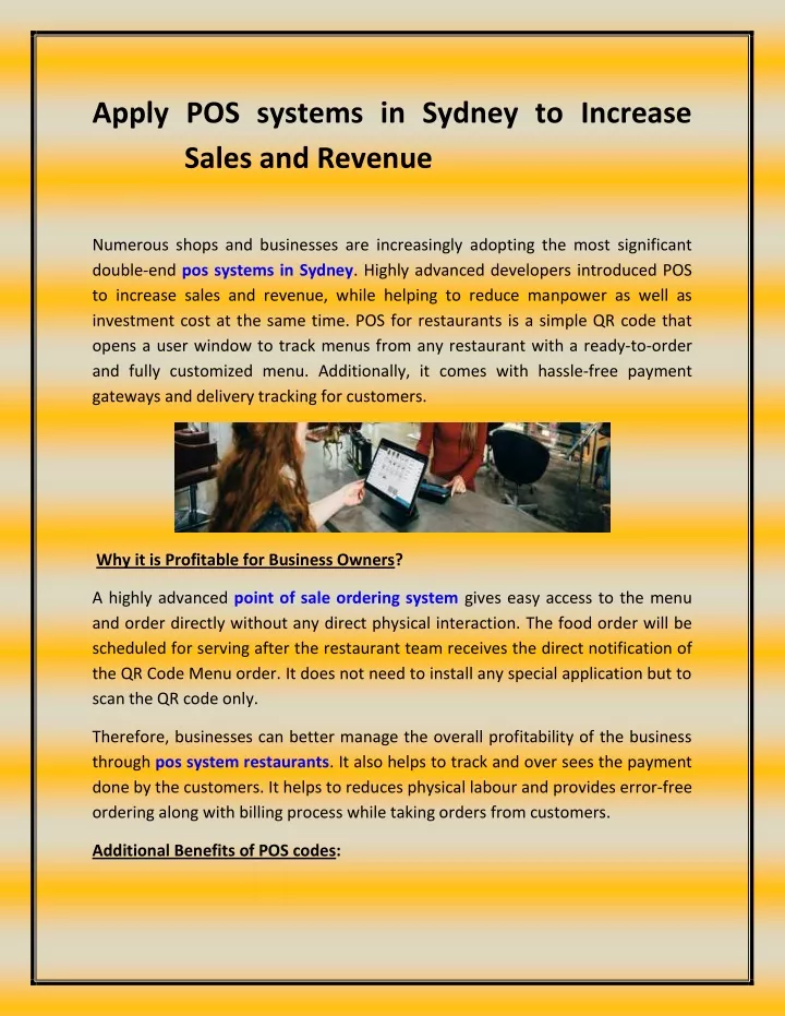 apply pos systems in sydney to increase sales