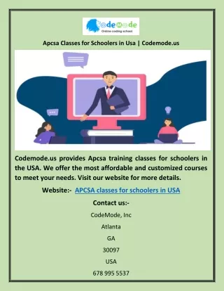 Apcsa Classes for Schoolers in Usa | Codemode.us