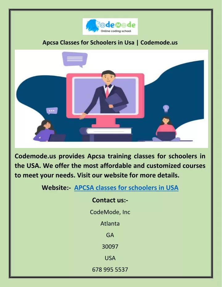 apcsa classes for schoolers in usa codemode us