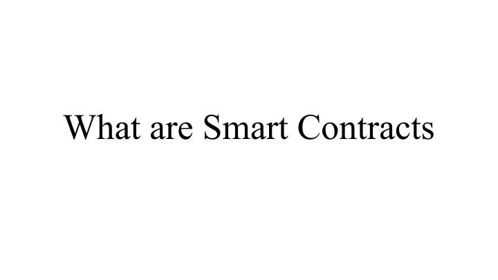 what are smart contracts