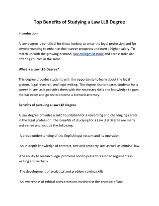 Top Benefits of Studying a Law LLB Degree