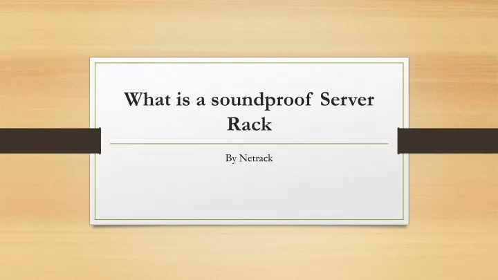 what is a soundproof server rack