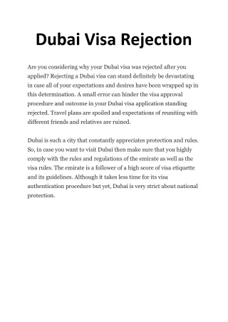 Dubai Visa Rejection