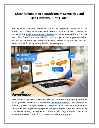 Check Ratings of App Development Companies and Read Reviews - Firm Finder