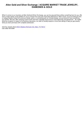 Allen Silver And Gold Exchange | PURCHASE MARKET TRADE FASHION JEWELRY, DIAMONDS & GOLD