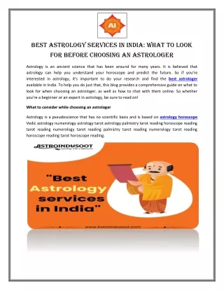 Best astrology services in India What to look for before choosing an astrologer