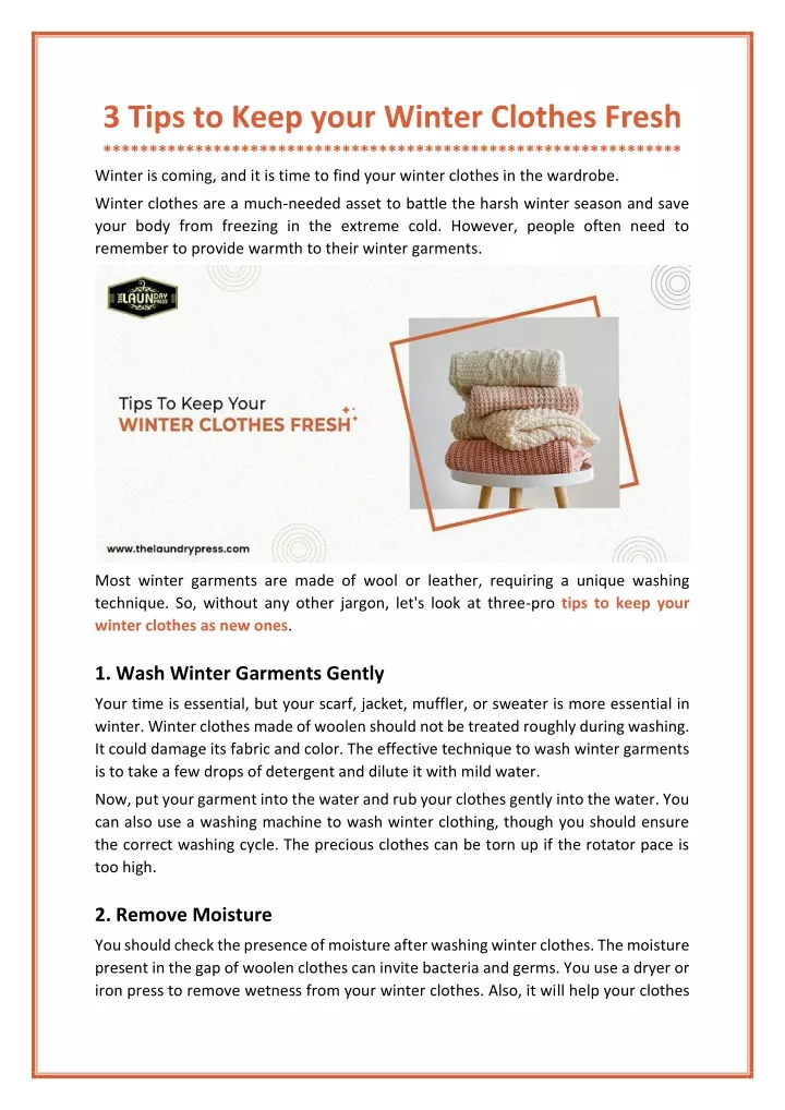 3 tips to keep your winter clothes fresh winter