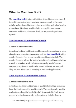 what is machine bolt