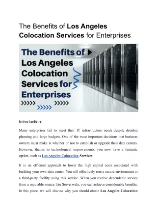 the benefits of los angeles colocation services