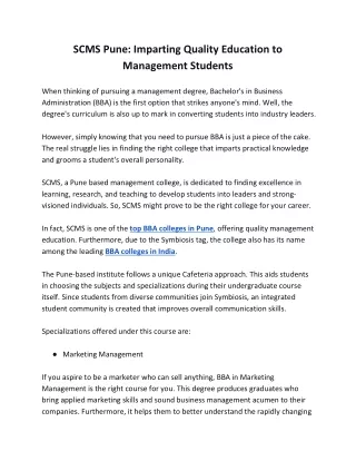 scms pune imparting quality education
