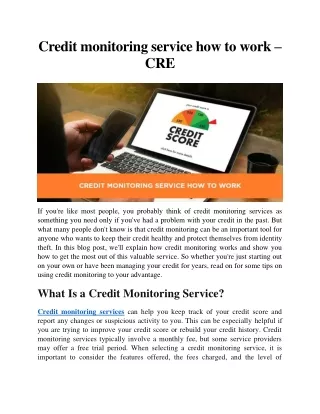 credit monitoring service how to work cre