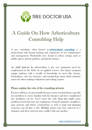 a guide on how arboriculture consulting help