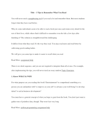 title 3 tips to remember what you read