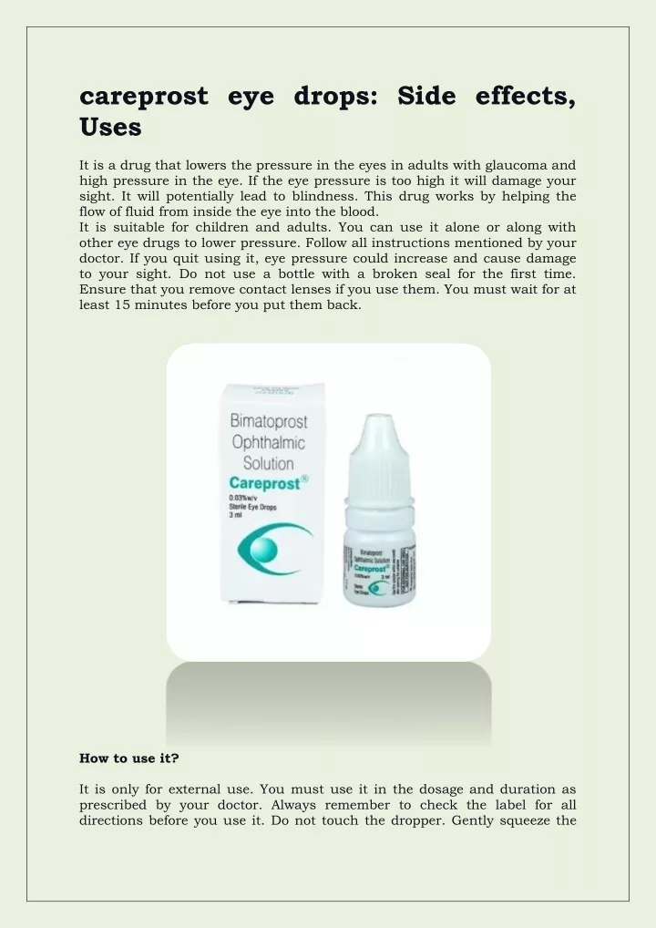 Ppt Careprost Eye Drops Side Effects Uses Powerpoint Presentation