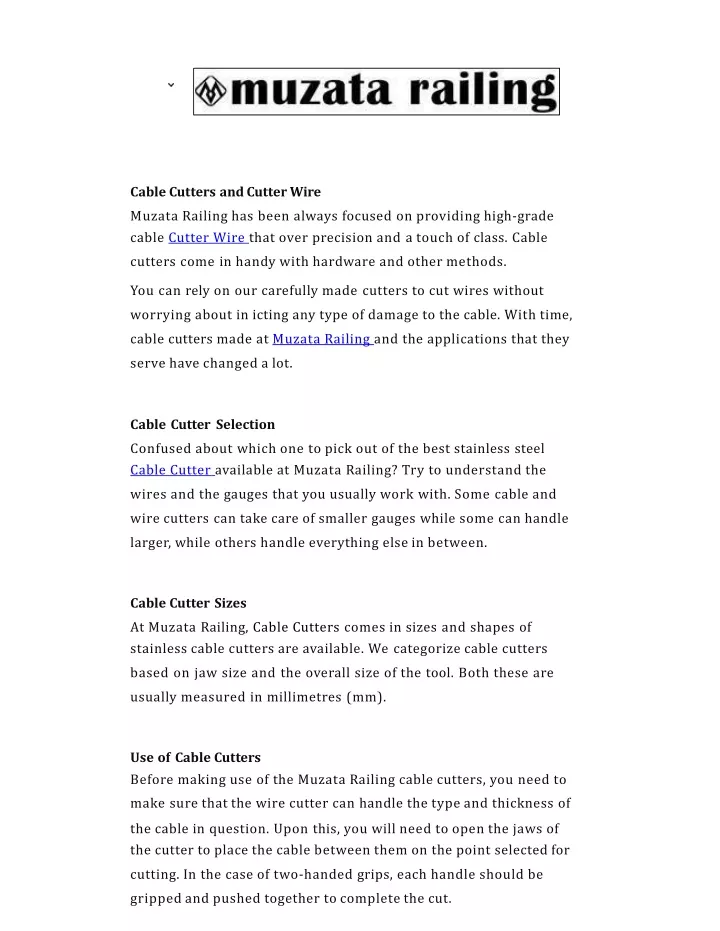 cable cutters and cutter wire muzata railing