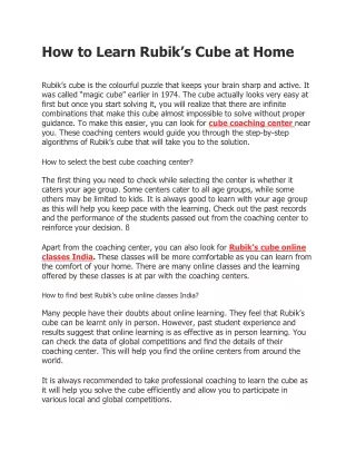 how to learn rubik s cube at home rubik s cube