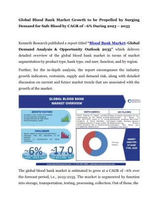 Global Blood Bank Market PR