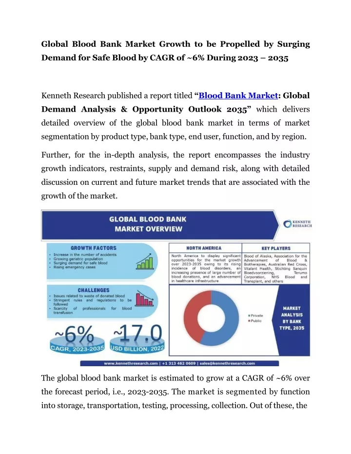 global blood bank market growth to be propelled
